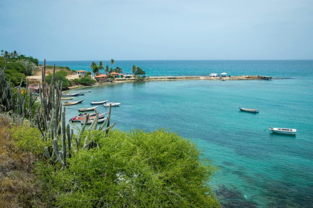 View of Boats in the Port near the Juventud Beach, Pampatar, Venezuela